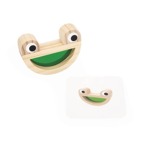 Drewniane klocki sensoryczne Janod przeźroczyste żabka