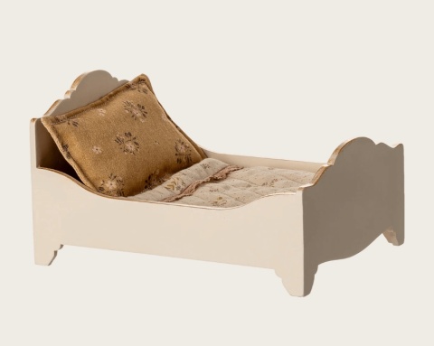 Drewniane łóżko Maileg Off white prawa strona