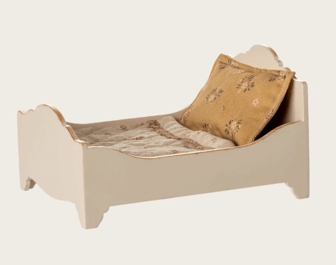 Drewniane łóżko Maileg Off white lewa strona