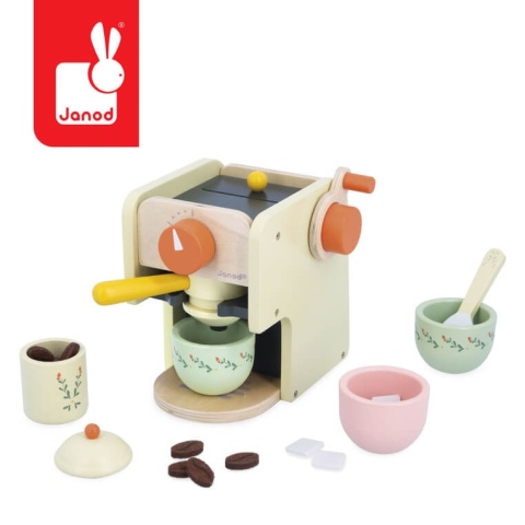 Drewniany ekspres ciśnieniowy do kawy Janod z akcesoriami