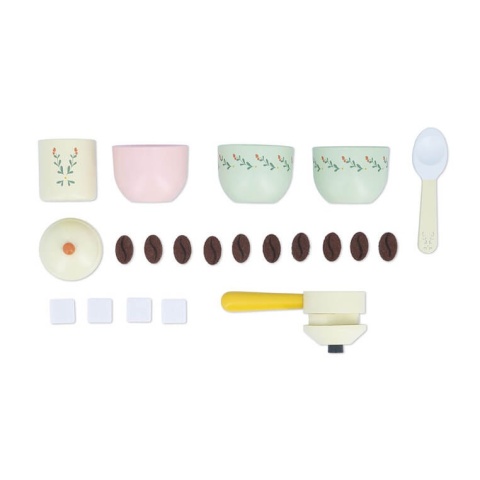 Drewniany ekspres ciśnieniowy do kawy Janod z akcesoriami wszystkie elementy