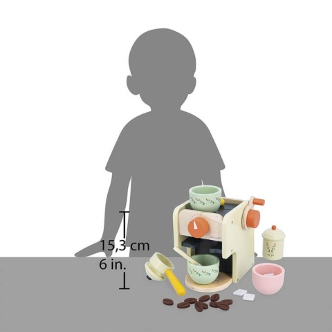 Drewniany ekspres ciśnieniowy do kawy Janod z akcesoriami wysokość