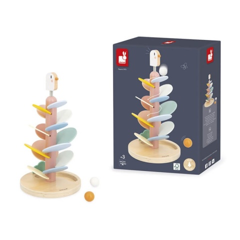 Drewniany kulodrom Ptaszek Janod Sweet Cocoon przy opakowaniu