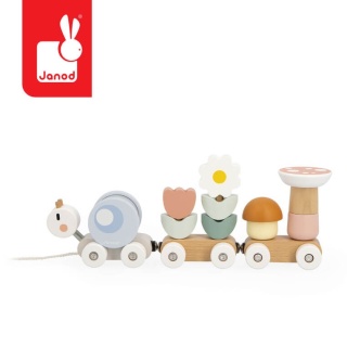 Drewniany pociąg magnetyczny Janod z klockami i grzechotką