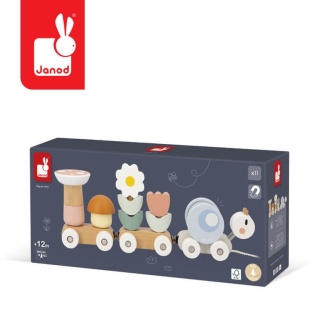 Drewniany pociąg magnetyczny Janod z klockami i grzechotką