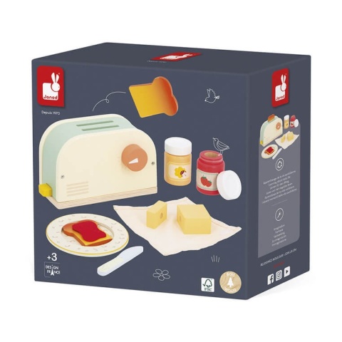 Drewniany zestaw śniadaniowy Janod z tosterem w pudełku