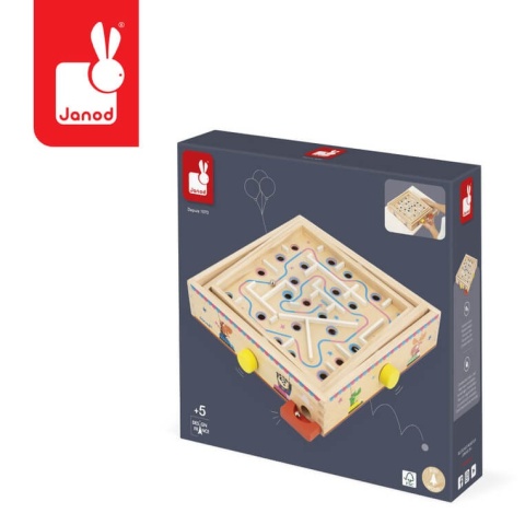 Gra zręcznościowa Labirynt Janod Ball Maze Applepop w opakowaniu