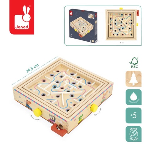 Gra zręcznościowa Labirynt Janod Ball Maze Applepop wymiary