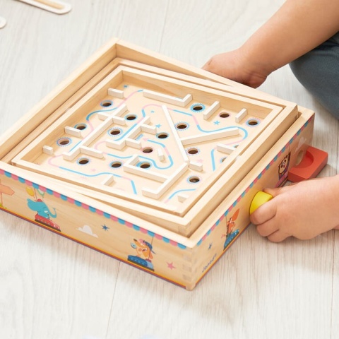 Gra zręcznościowa Labirynt Janod Ball Maze Applepop pokrętła