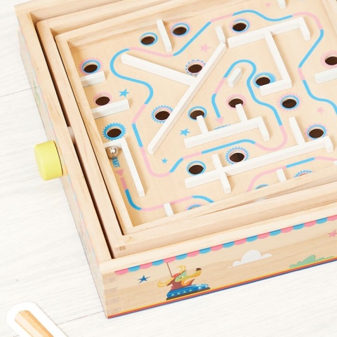 Gra zręcznościowa Labirynt Janod Ball Maze Applepop miejsca na kulki