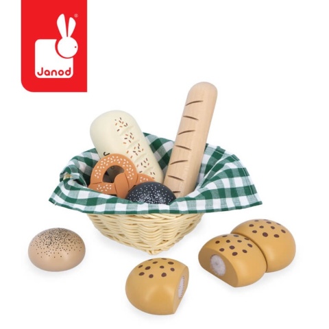 Koszyk z drewniamym pieczywem Janod na rzep