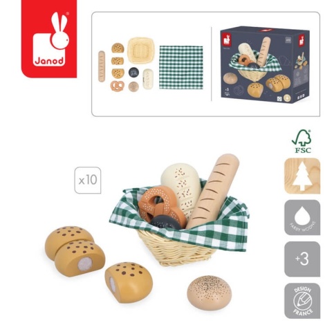 Koszyk z drewniamym pieczywem Janod wymiary