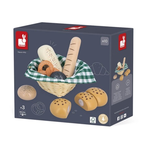 Koszyk z drewniamym pieczywem Janod w pudełku