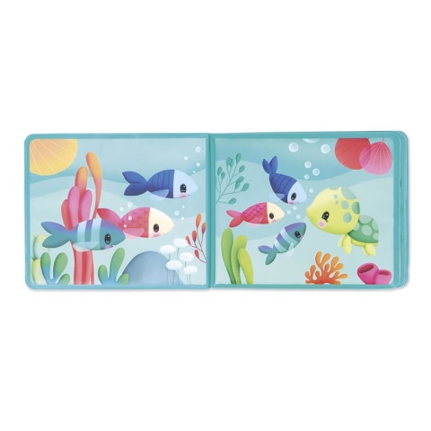 Książeczka do kąpieli z 3 psikawkami Janod Przyjęcie pod wodą w środku