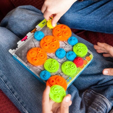 Łamigłówka Kółka Fat Brain Toy Zębate Crankity pomarańcz