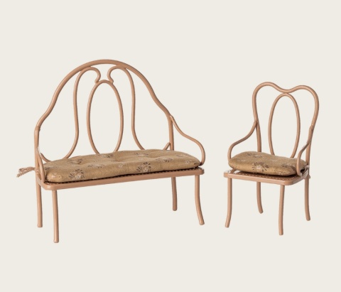 Krzesło do Myszek Maileg - Dark powder z ławką