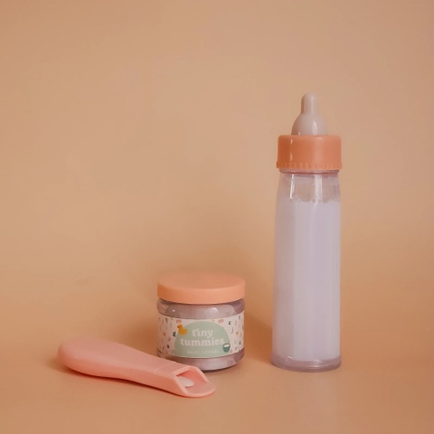 Magiczna butelka i słoiczek z łyżeczką dla lalki