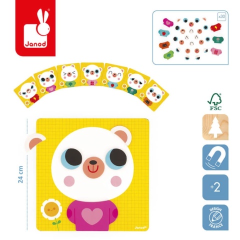 Magnetyczna układanka Janod Emocje Miś wymiary