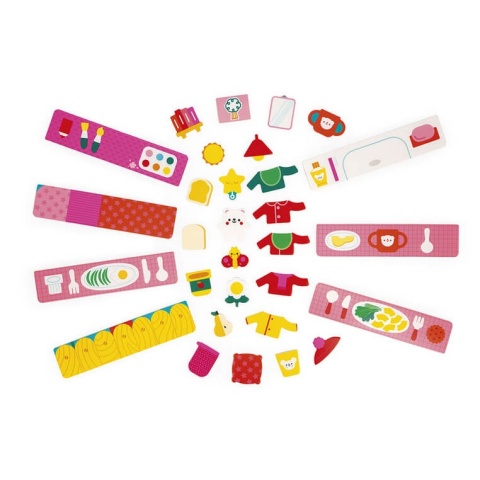 Magnetyczna układanka Janod Plan dnia Kot zawartość