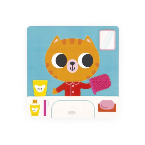 Magnetyczna układanka Janod Plan dnia Kot łazienka