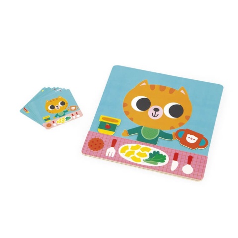 Magnetyczna układanka Janod Plan dnia Kot jedzenie obiadu