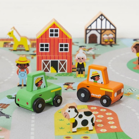 Mata do zabawy z drogą Janod Wieś Cross Roads farmer