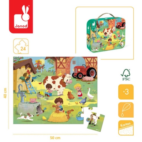 Puzzle Janod Dzień na farmie 24 elementy wymiary