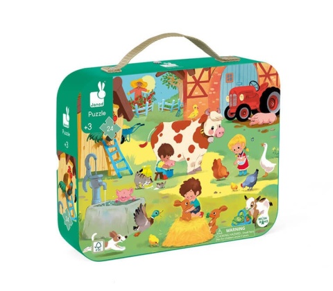 Puzzle Janod Dzień na farmie 24 elementy w opakowaniu
