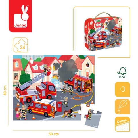 Puzzle Janod Strażacy 24 elementy wymiary