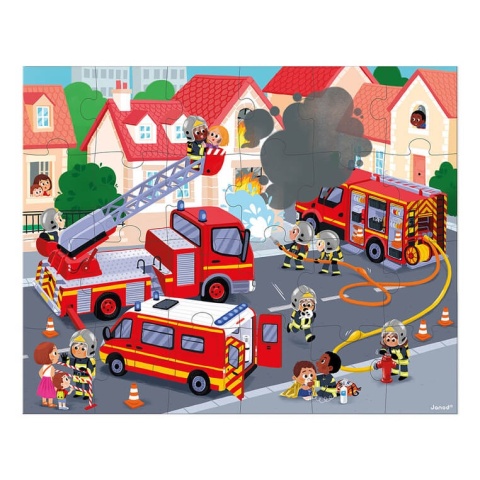 Puzzle Janod Strażacy 24 elementy ułożone