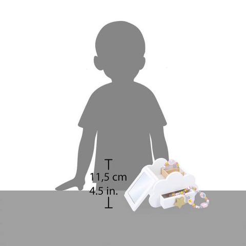 Szkatułka na biżuterię z lusterkiem Janod Jednorożce wysokość