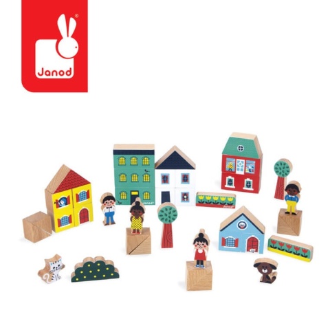 Zestaw klocków i figurek Janod - Miasto Cross Roads 36 elementów zbudowane miasto