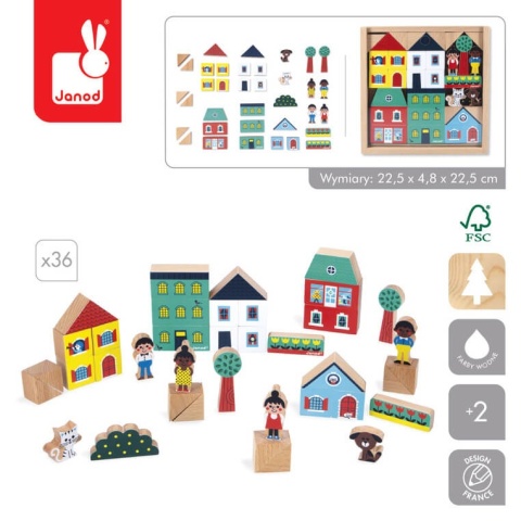 Zestaw klocków i figurek Janod - Miasto Cross Roads 36 elementów wymiary