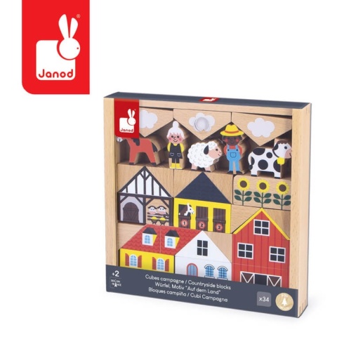 Zestaw klocków i figurek Janod - Wieś Cross Roads 36 elementów opakowanie