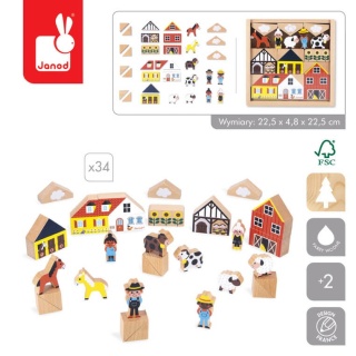 Zestaw klocków i figurek Janod - Wieś Cross Roads 36 elementów