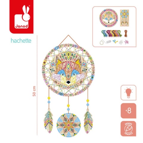 Zestaw kreatywny Janod - Przeplatanka 3D String art Świecący łapacz snów wymiar