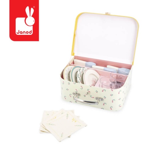 Zestaw piknikowy w walizce Janod z akcesoriami w środku