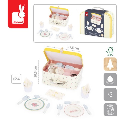 Zestaw piknikowy w walizce Janod z akcesoriami wymiary