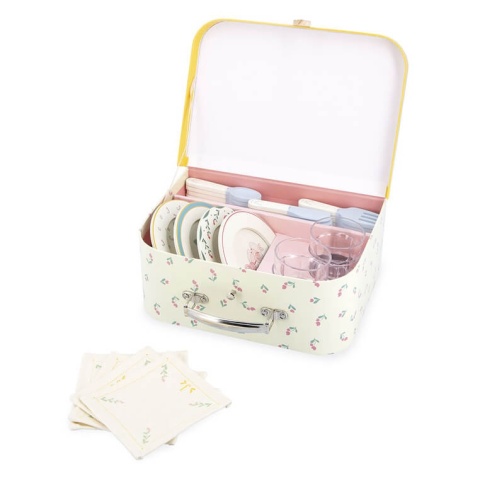 Zestaw piknikowy w walizce Janod z akcesoriami sztućce