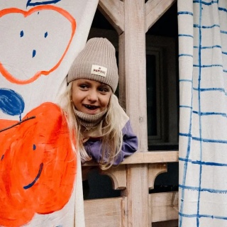 Beżowy Komplet Czapka i Komin Dashki Merino Crew Beige - M