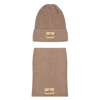 Beżowy Komplet Czapka i Komin Dashki Merino Crew Beige - S