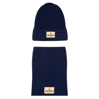 Granatowy Komplet Czapka i Komin Dashki Merino Crew Navy Blue - M