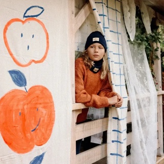 Granatowy Komplet Czapka i Komin Dashki Merino Crew Navy Blue - M