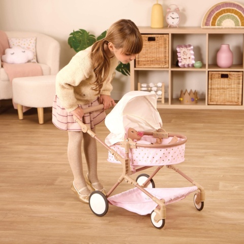 Wózek dla lalek LullaBaby Podwójny Głęboki  z lalką w  środku