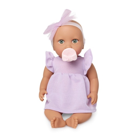 Lalka ze Smoczkiem LullaBaby w Sukience i Opasce ze smoczkiem w buzi
