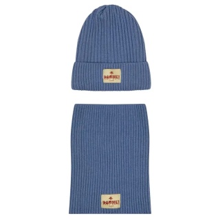 Niebieski Komplet Czapka i Komin Dashki Merino Crew Blue - M