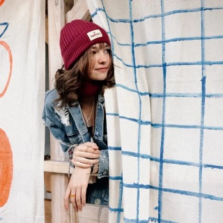 Czerwony Komplet Czapka i Komin Dashki Merino Crew Amarant - S