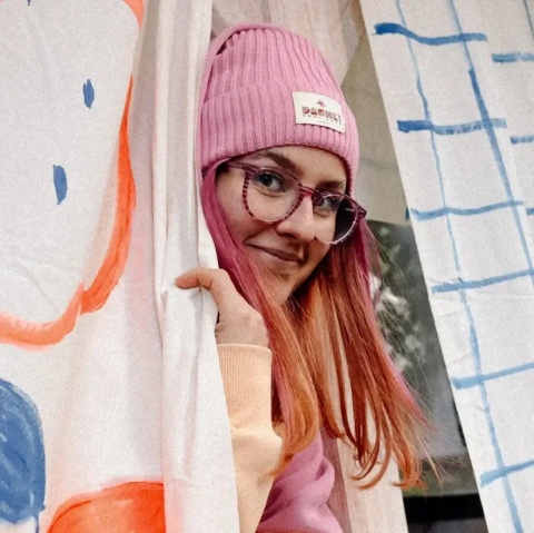 Różowy Komplet Czapka i Komin Dashki Merino Crew Bubble Gum Pink - M czapka