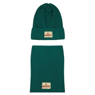 Zielony Komplet Czapka i Komin Dashki Merino Crew Amarald Green - S