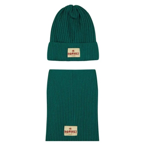 Zielony Komplet Czapka i Komin Dashki Merino Crew Amarald Green - S